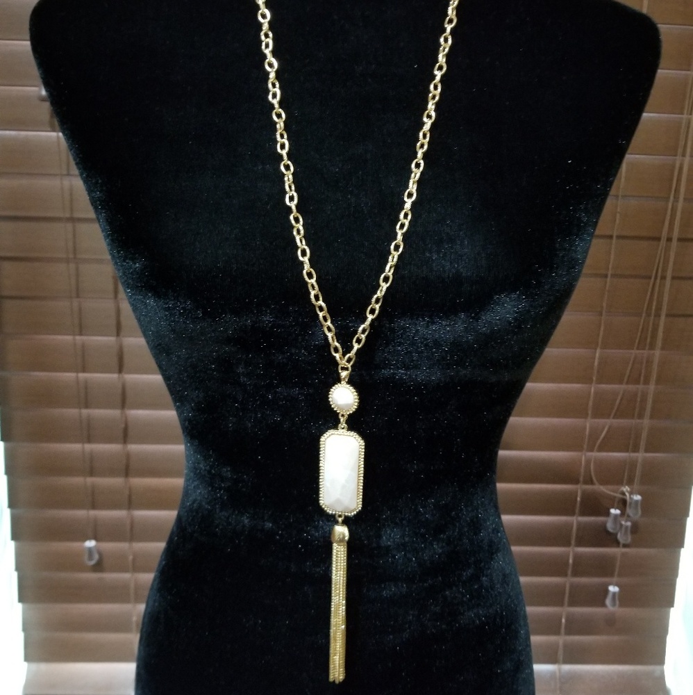 Gold Necklace with light pink stone